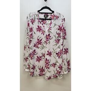 JM Collection Long Sleeve Button Up Floral Blouse